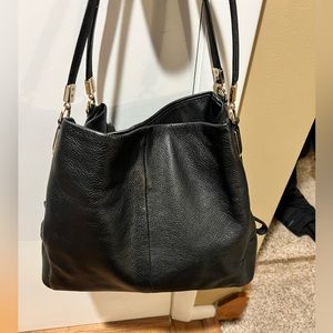 Coach Lexi black leather shoulder bag. 13.5” X 6” X 11”